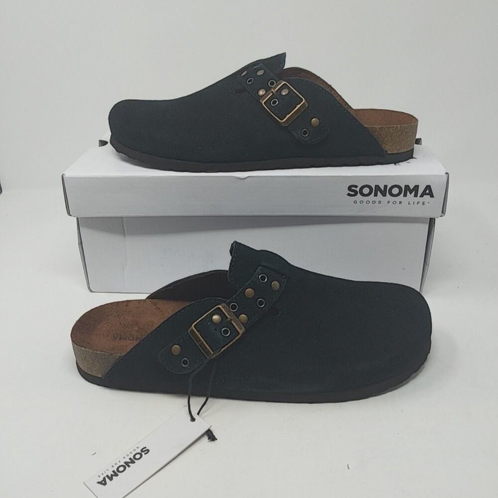 Sonoma Goods For Life Shoes Womens 7.5 Black Suede Waterford Stud Clog Slip On